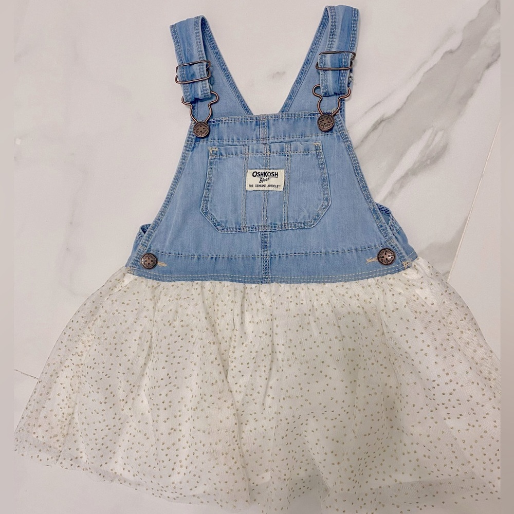 Toddler tulle and denim jumper dress